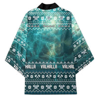 Viking Valhalla Christmas Kimono with Norse Symbols Raven and Fa La La La Design - Wonder Print Shop