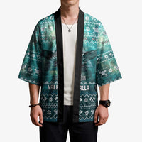 Viking Valhalla Christmas Kimono with Norse Symbols Raven and Fa La La La Design - Wonder Print Shop