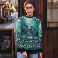 Viking Valhalla Christmas Ugly Christmas Sweater with Norse Symbols Raven and Fa La La La Design - Wonder Print Shop