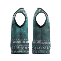 Viking Valhalla Christmas Knitted V-Neck Vest with Norse Symbols Raven and Fa La La La Design - Wonder Print Shop