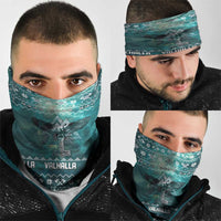 Viking Valhalla Christmas Neck Gaiter with Norse Symbols Raven and Fa La La La Design - Wonder Print Shop