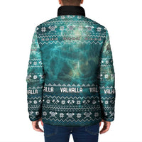 Viking Valhalla Christmas Padded Jacket with Norse Symbols Raven and Fa La La La Design - Wonder Print Shop