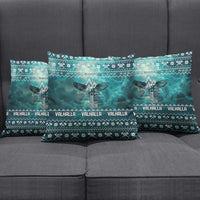 Viking Valhalla Christmas Pillow Cover with Norse Symbols Raven and Fa La La La Design - Wonder Print Shop