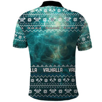 Viking Valhalla Christmas Polo Shirt with Norse Symbols Raven and Fa La La La Design - Wonder Print Shop