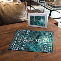 Viking Valhalla Christmas Puzzle with Norse Symbols Raven and Fa La La La Design - Wonder Print Shop