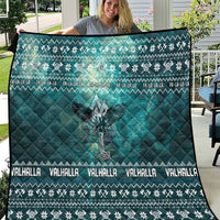 Viking Valhalla Christmas Quilt with Norse Symbols Raven and Fa La La La Design - Wonder Print Shop