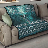 Viking Valhalla Christmas Quilt with Norse Symbols Raven and Fa La La La Design - Wonder Print Shop