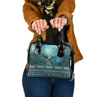 Viking Valhalla Christmas Shoulder Handbag with Norse Symbols Raven and Fa La La La Design - Wonder Print Shop