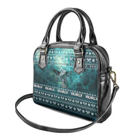 Viking Valhalla Christmas Shoulder Handbag with Norse Symbols Raven and Fa La La La Design - Wonder Print Shop