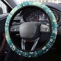 Viking Valhalla Christmas Steering Wheel Cover with Norse Symbols Raven and Fa La La La Design - Wonder Print Shop