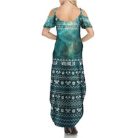 Viking Valhalla Christmas Summer Maxi Dress with Norse Symbols Raven and Fa La La La Design - Wonder Print Shop