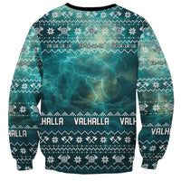 Viking Valhalla Christmas Sweatshirt with Norse Symbols Raven and Fa La La La Design - Wonder Print Shop