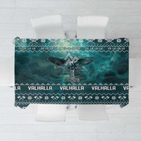 Viking Valhalla Christmas Tablecloth with Norse Symbols Raven and Fa La La La Design - Wonder Print Shop