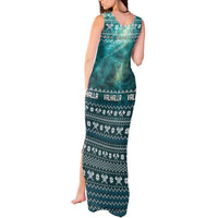 Viking Valhalla Christmas Tank Maxi Dress with Norse Symbols Raven and Fa La La La Design - Wonder Print Shop