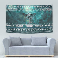 Viking Valhalla Christmas Tapestry with Norse Symbols Raven and Fa La La La Design - Wonder Print Shop