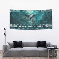 Viking Valhalla Christmas Tapestry with Norse Symbols Raven and Fa La La La Design - Wonder Print Shop