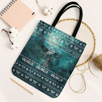 Viking Valhalla Christmas Tote Bag with Norse Symbols Raven and Fa La La La Design - Wonder Print Shop