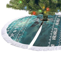 Viking Valhalla Christmas Tree Skirt with Norse Symbols Raven and Fa La La La Design - Wonder Print Shop