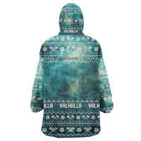 Viking Valhalla Christmas Wearable Blanket Hoodie with Norse Symbols Raven and Fa La La La Design - Wonder Print Shop