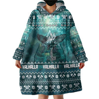 Viking Valhalla Christmas Wearable Blanket Hoodie with Norse Symbols Raven and Fa La La La Design - Wonder Print Shop