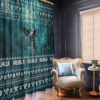 Viking Valhalla Christmas Window Curtain with Norse Symbols Raven and Fa La La La Design - Wonder Print Shop