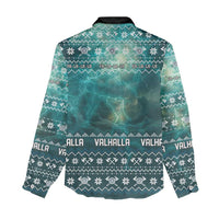 Viking Valhalla Christmas Women Casual Shirt with Norse Symbols Raven and Fa La La La Design - Wonder Print Shop