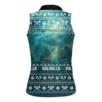 Viking Valhalla Christmas Women Sleeveless Polo Shirt with Norse Symbols Raven and Fa La La La Design - Wonder Print Shop