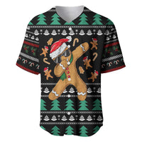 Funny Dabbing Gingerbread Holiday Party Jumper Baseball Jersey Xmas Holiday Patterns - Wonder Print Shop
