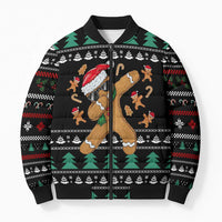 Funny Dabbing Gingerbread Holiday Party Jumper Bomber Puffer Jacket Xmas Holiday Patterns - Wonder Print Shop