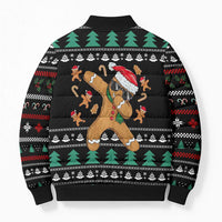 Funny Dabbing Gingerbread Holiday Party Jumper Bomber Puffer Jacket Xmas Holiday Patterns - Wonder Print Shop