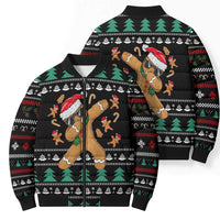 Funny Dabbing Gingerbread Holiday Party Jumper Bomber Puffer Jacket Xmas Holiday Patterns - Wonder Print Shop