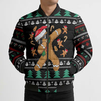 Funny Dabbing Gingerbread Holiday Party Jumper Bomber Puffer Jacket Xmas Holiday Patterns - Wonder Print Shop