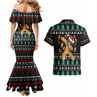 Funny Dabbing Gingerbread Holiday Party Jumper Couples Matching Mermaid Dress and Hawaiian Shirt Xmas Holiday Patterns - Wonder Print Shop