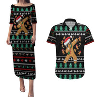 Funny Dabbing Gingerbread Holiday Party Jumper Couples Matching Puletasi and Hawaiian Shirt Xmas Holiday Patterns - Wonder Print Shop
