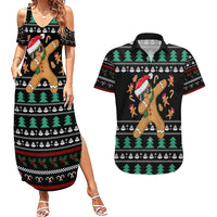 Funny Dabbing Gingerbread Holiday Party Jumper Couples Matching Summer Maxi Dress and Hawaiian Shirt Xmas Holiday Patterns - Wonder Print Shop