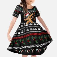 Funny Dabbing Gingerbread Holiday Party Jumper Family Matching Long Sleeve Bodycon Dress and Hawaiian Shirt Xmas Holiday Patterns - Wonder Print Shop