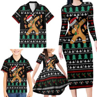 Funny Dabbing Gingerbread Holiday Party Jumper Family Matching Long Sleeve Bodycon Dress and Hawaiian Shirt Xmas Holiday Patterns - Wonder Print Shop