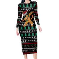 Funny Dabbing Gingerbread Holiday Party Jumper Family Matching Long Sleeve Bodycon Dress and Hawaiian Shirt Xmas Holiday Patterns - Wonder Print Shop