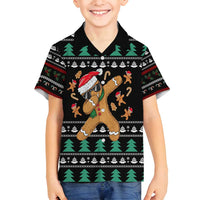 Funny Dabbing Gingerbread Holiday Party Jumper Family Matching Long Sleeve Bodycon Dress and Hawaiian Shirt Xmas Holiday Patterns - Wonder Print Shop