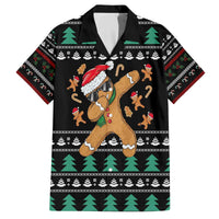 Funny Dabbing Gingerbread Holiday Party Jumper Family Matching Off The Shoulder Long Sleeve Dress and Hawaiian Shirt Xmas Holiday Patterns - Wonder Print Shop