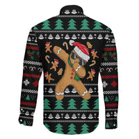 Funny Dabbing Gingerbread Holiday Party Jumper Family Matching Off The Shoulder Long Sleeve Dress and Hawaiian Shirt Xmas Holiday Patterns - Wonder Print Shop