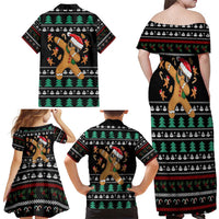 Funny Dabbing Gingerbread Holiday Party Jumper Family Matching Off Shoulder Maxi Dress and Hawaiian Shirt Xmas Holiday Patterns - Wonder Print Shop