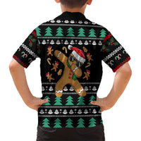 Funny Dabbing Gingerbread Holiday Party Jumper Family Matching Short Sleeve Bodycon Dress and Hawaiian Shirt Xmas Holiday Patterns - Wonder Print Shop