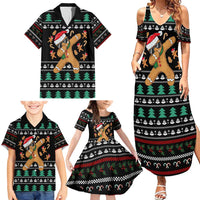 Funny Dabbing Gingerbread Holiday Party Jumper Family Matching Summer Maxi Dress and Hawaiian Shirt Xmas Holiday Patterns - Wonder Print Shop
