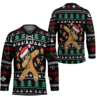 Funny Dabbing Gingerbread Holiday Party Jumper Hockey Jersey Xmas Holiday Patterns - Wonder Print Shop