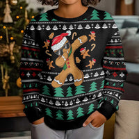 Funny Dabbing Gingerbread Holiday Party Jumper Kid Ugly Christmas Sweater Xmas Holiday Patterns - Wonder Print Shop