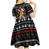 Funny Dabbing Gingerbread Holiday Party Jumper Kid Short Sleeve Dress Xmas Holiday Patterns - Wonder Print Shop