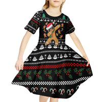 Funny Dabbing Gingerbread Holiday Party Jumper Kid Short Sleeve Dress Xmas Holiday Patterns - Wonder Print Shop