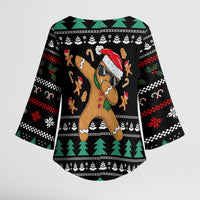 Funny Dabbing Gingerbread Holiday Party Jumper Kimono Sleeve Blouse Xmas Holiday Patterns - Wonder Print Shop