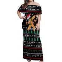 Funny Dabbing Gingerbread Holiday Party Jumper Off Shoulder Maxi Dress Xmas Holiday Patterns - Wonder Print Shop